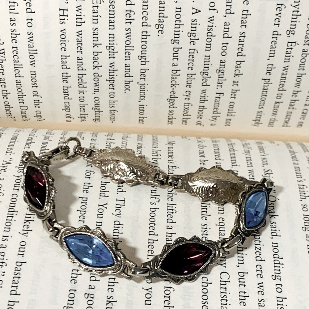 Silver Tone Marquise Stone Bracelet